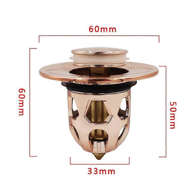 Universal Copper Pop-Up Bounce Core Basin Drain Rose Gold Filter Hair Catcher Deodorant Bath Stopper Kitchen Bathroom ToolCraft Pipe Cleaners