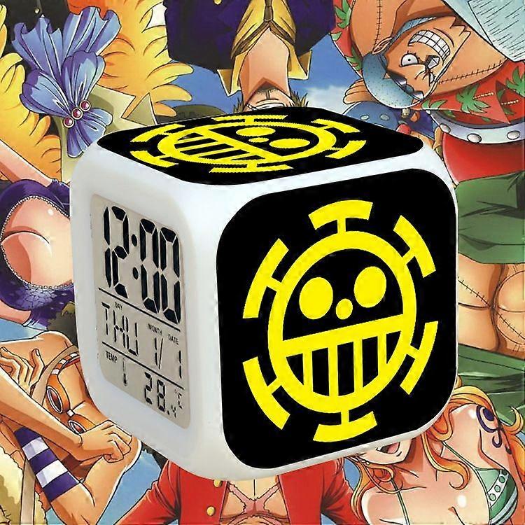 Anime Alarm Clock One Piece LED Square Clock Digital Alarm Clock with Time, Temperature, Alarm, Date