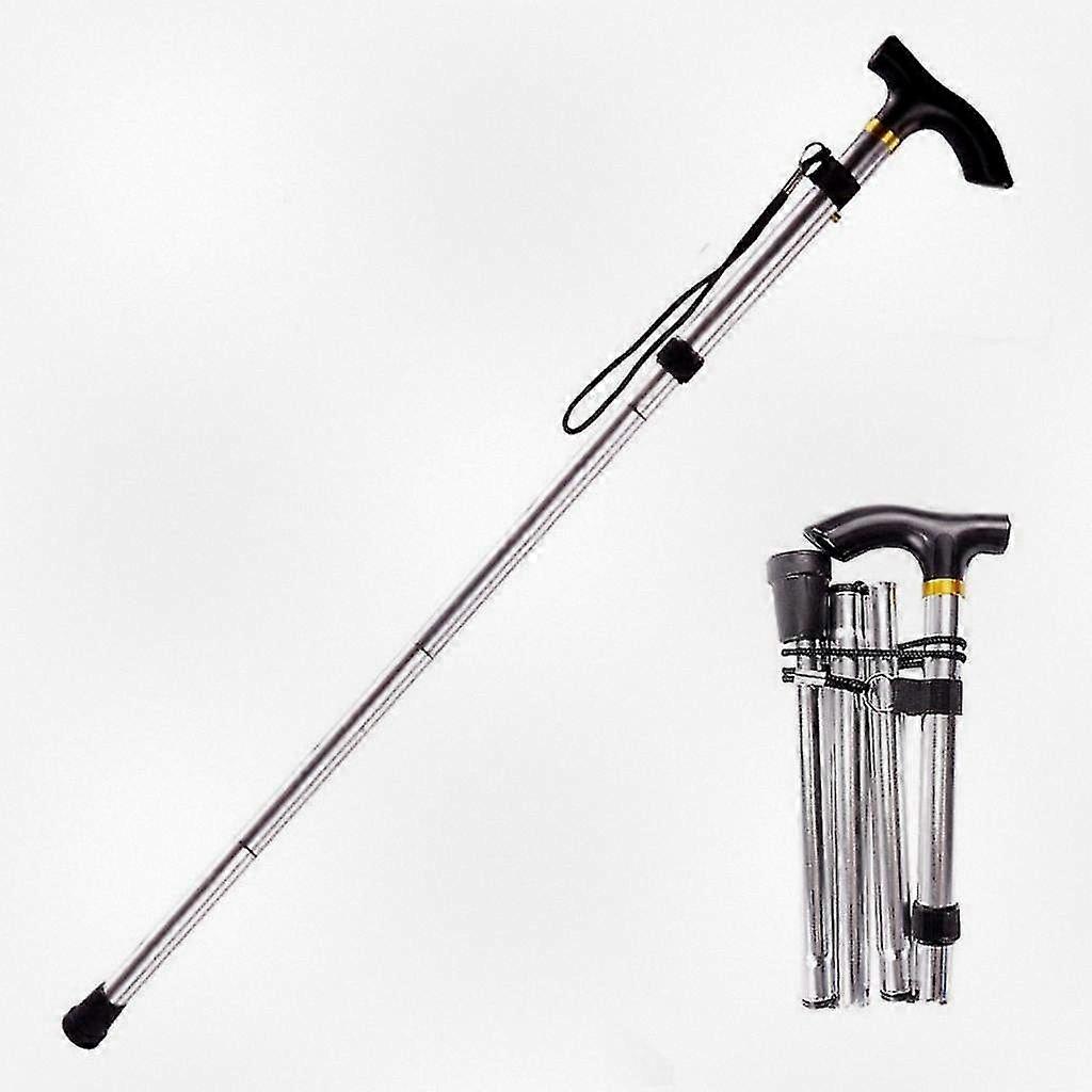 Adjustable Collapsible Hiking Stick with Non-Slip Base Lightweight Aluminum Alloy Folding Cane for Walking Support 1pc