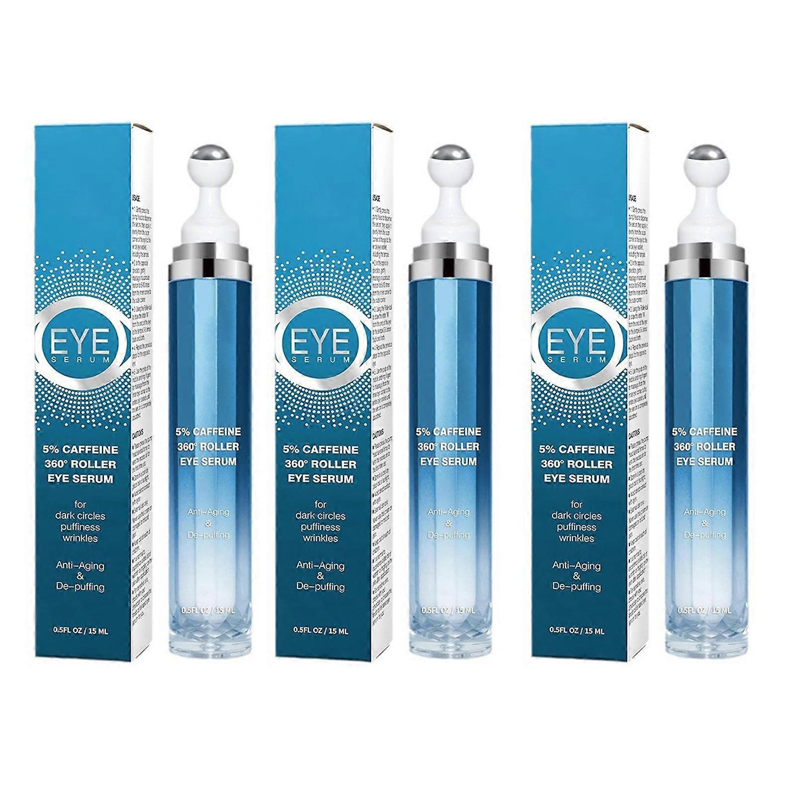 5% Caffeine Eye Serum Roller for Dark Circles & Puffiness - Anti-Aging, Lightweight, Nourishing Eye Cream for All Skin Types