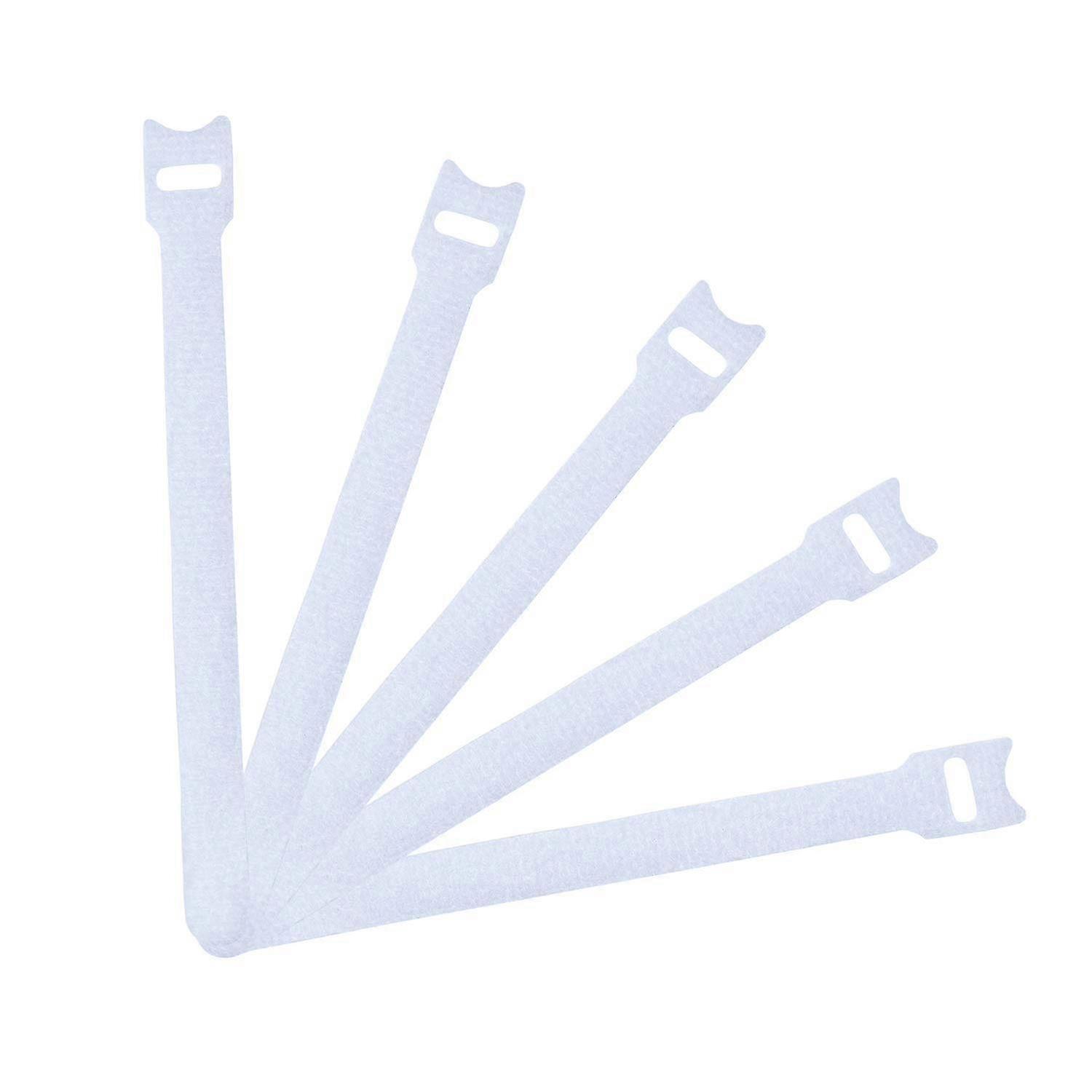 50pcs Reusable Fastening Cable Ties Microfiber Cloth Hook And Loop Cord Ties  White