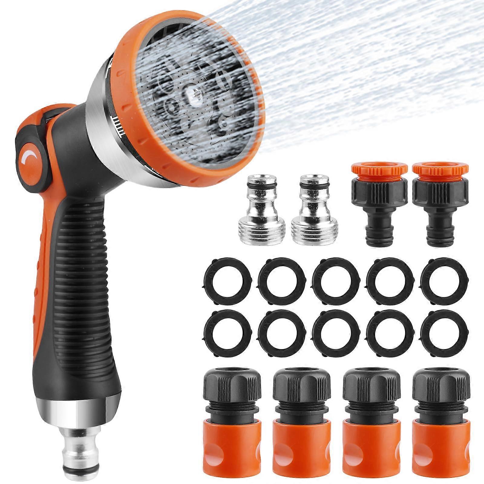 Garden Shower Suit Metal Garden Spray Gun With 10 Watering Patterns, Adjustable Water Flow Hand Shower Attachment