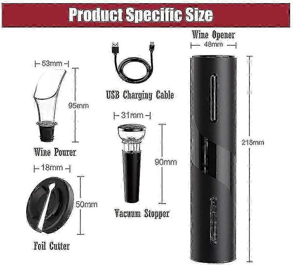 Electric Set, 5-in-1 Electronic Wine Opener, Rechargeable Automatic Wine Bottle