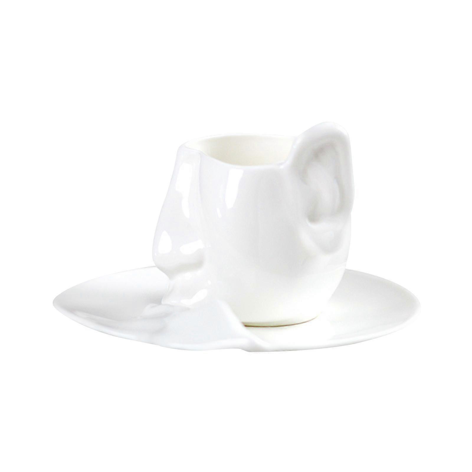 Coffee Cup with Saucer Teaware 260ml Human Face Mug for Tea Beverage Wedding