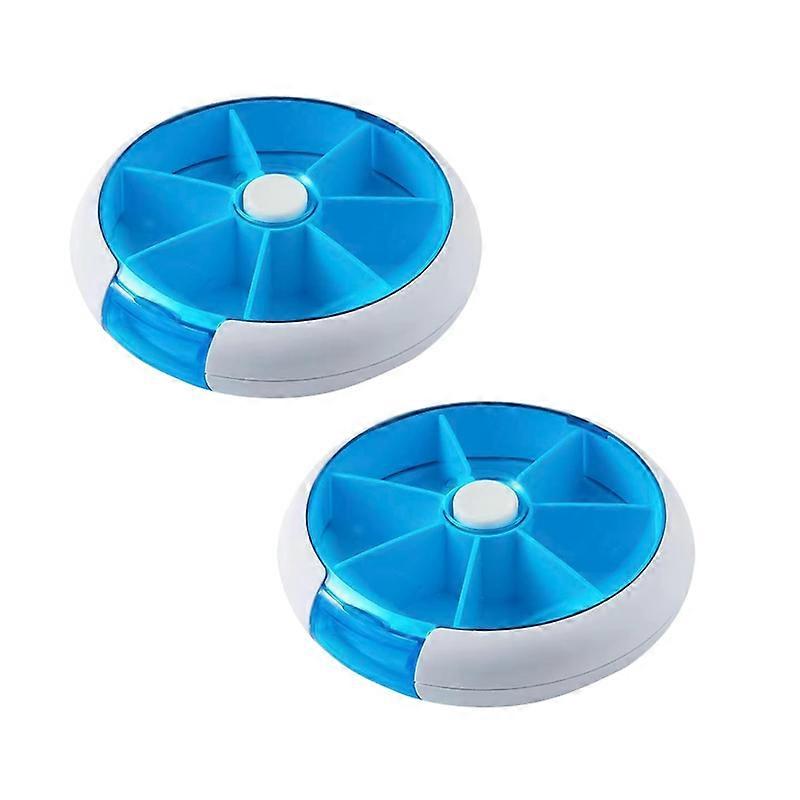 Pillbox 7 Days - 2 Pillbox - small pillbox - round pillbox - Pillboxes - Pillbox week - Rotatable - Blue - Moisture proof - lightproof