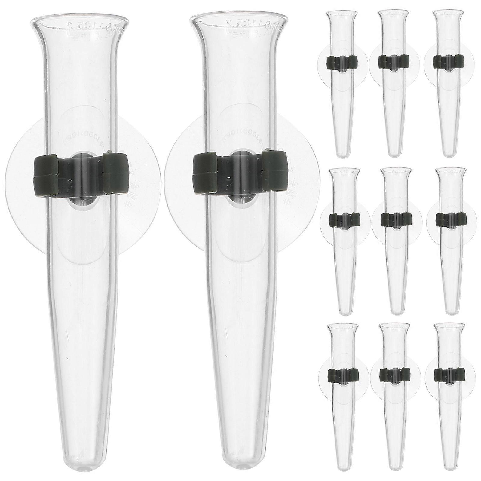 8pcs Floral Water Tubes with Suction Cups, Plastic Flower Vials for Fresh Plants, Transparent Long Containers for Easy Flower Arrangements and Low