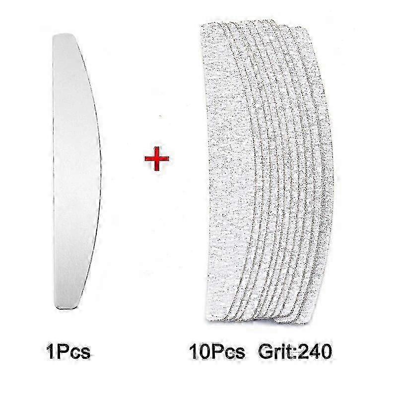 10個半月サンドペーパー80-240Gネイルポリッシュプロフェッショナルマニキュアバッファーファイルグレー240Gメタル