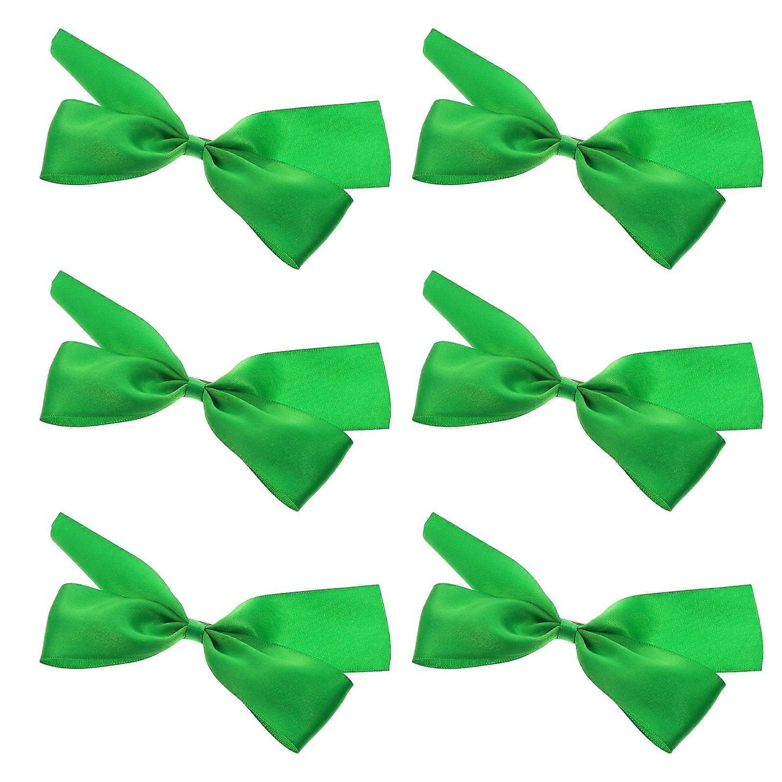 St Patrick's Day Hair Clips with Bow Design Made of Ribbon for Women Green Color Lightweight and Durable 6 Pieces