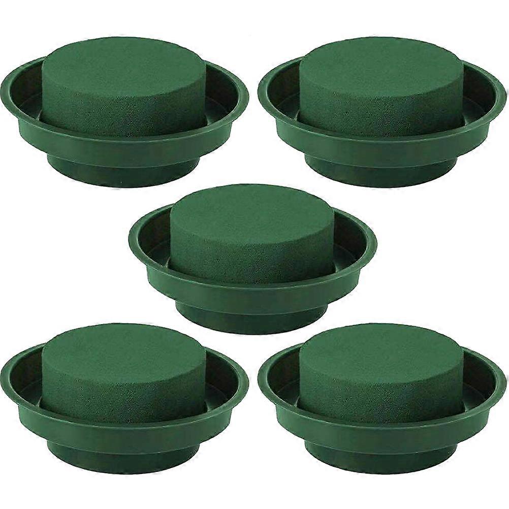 Blocks for Flower Arrangements Round Floral Blocks with Bowls for Gardening Green 12.00X12.00X4.00CM Flower Arrangement 5Pcs