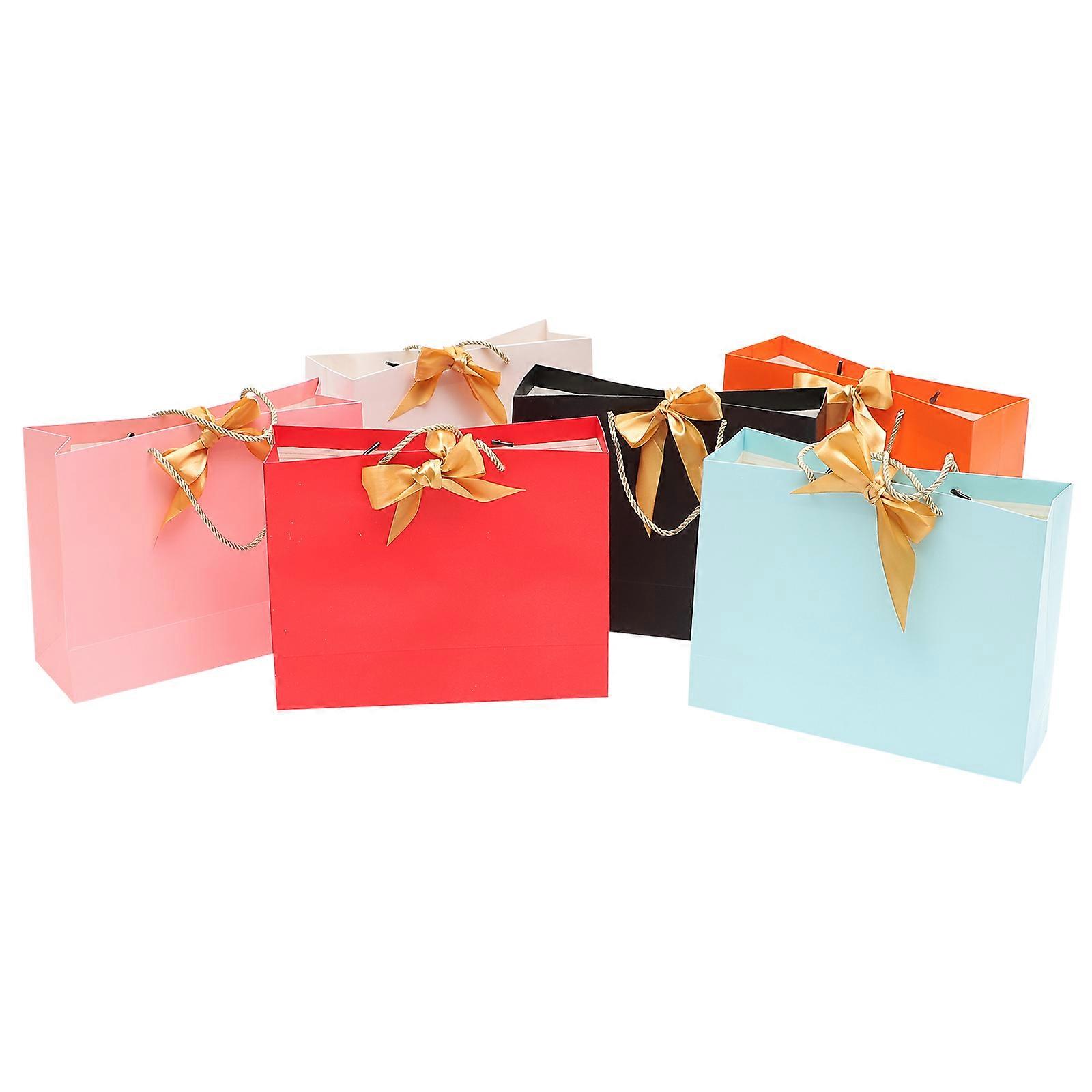 Sky Blue Paper Bags For Present Presents Packaging Decorating Bag Wedding Rectangular 6Pcs