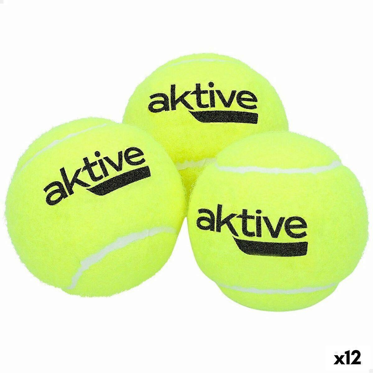 Tennis Balls Aktive 3 Pieces Yellow 12 Units