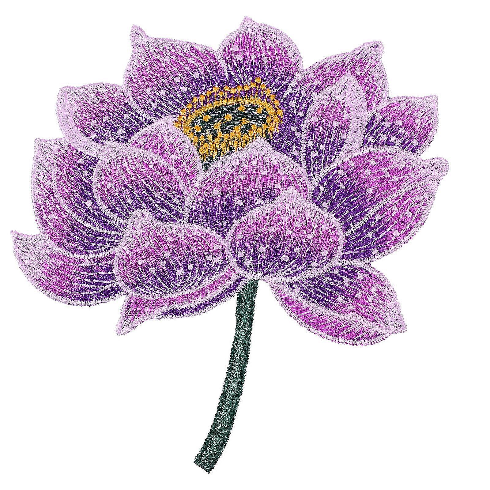 Ethnic Embroidered Lotus Patch Cloth Applique for DIY Fashion Durable & Practical Design for Decoration