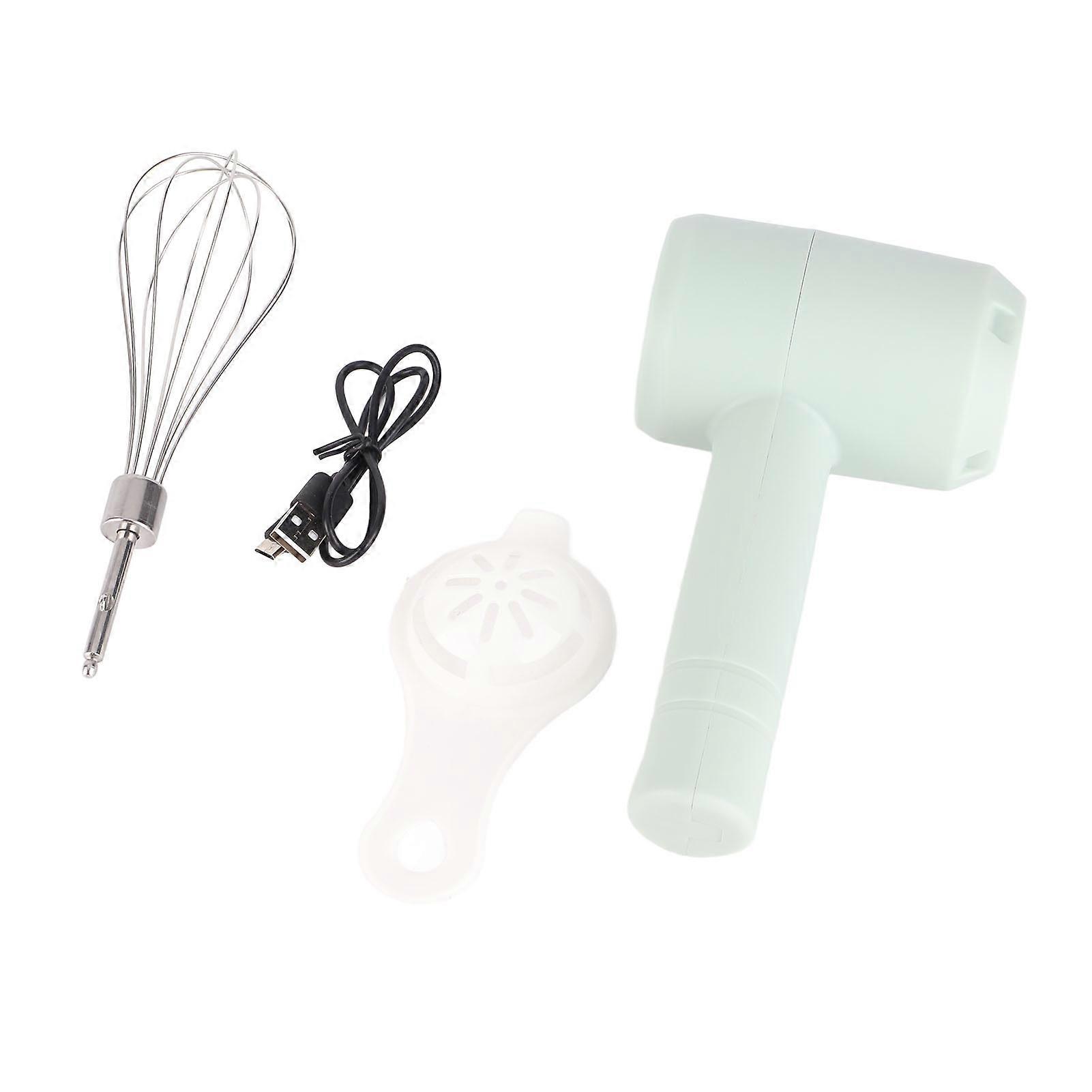 Automatic Electric Hand Mixer USB Rechargeable Portable Cordless Whisk for Baking Cake Egg Cream Light Cyan
