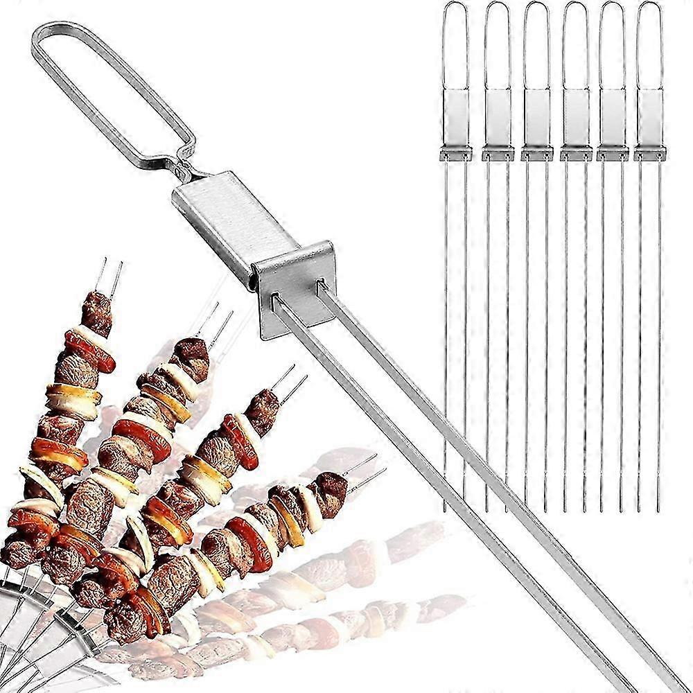 6PCS-portable barbecue skewers-double-headed barbecue forks Edition 0620