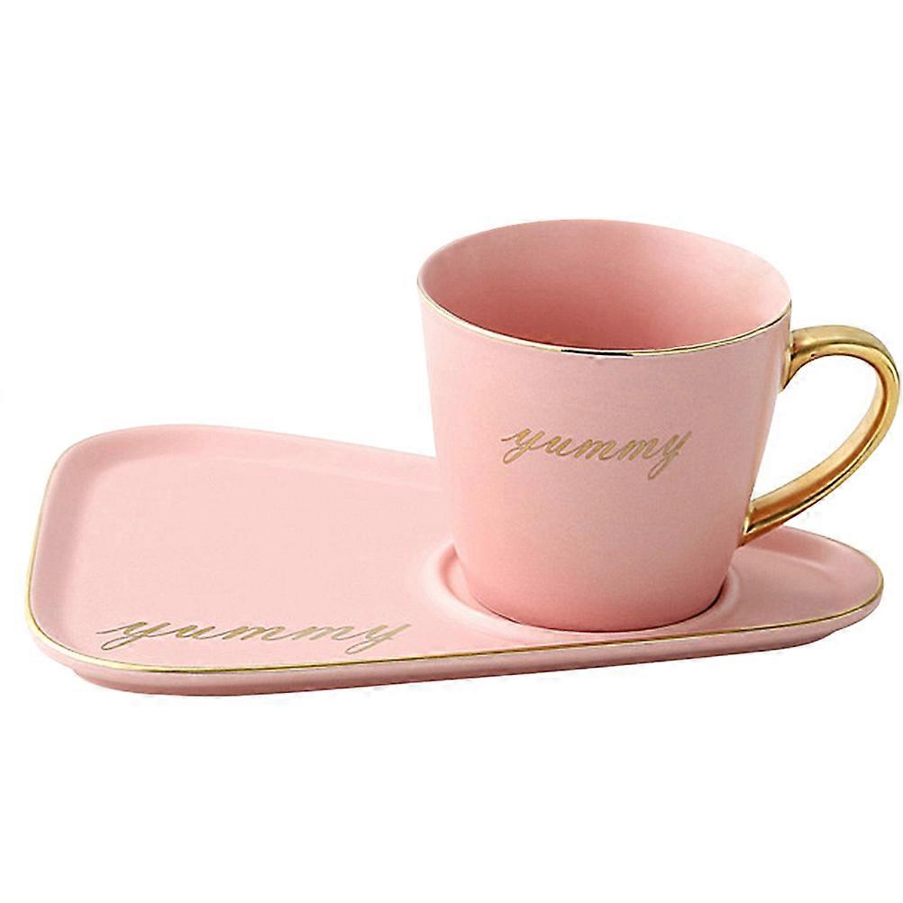 Tea Cup Tray Ceramic Nordic Style Home Use Pink 1 Set