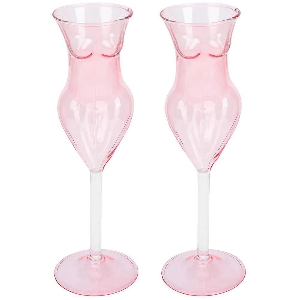 Drinking Glasses Goblets Female Body Shaped Pink 22.50X7.00X6.00CM 2Pack