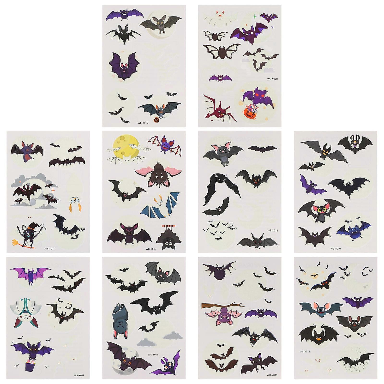 Waterproof Temporary Face Stickers Halloween Performance Luminous 10 Sheets