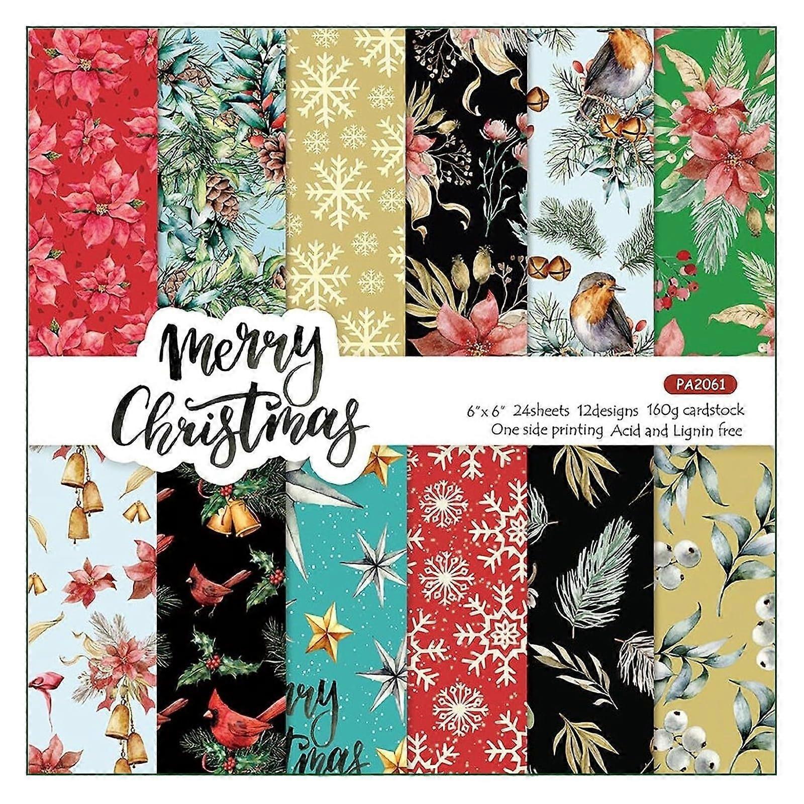 Album Background Cardstock, 6x6, 48 sheets, 12 Christmas designs, floral snowflake pattern