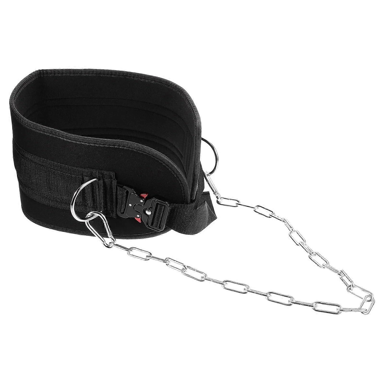 Weight Lifting Waist Belt Dip Belt With Chain For Weighted Dips Adjustable Black Fitness Belt For Weighted Exercises