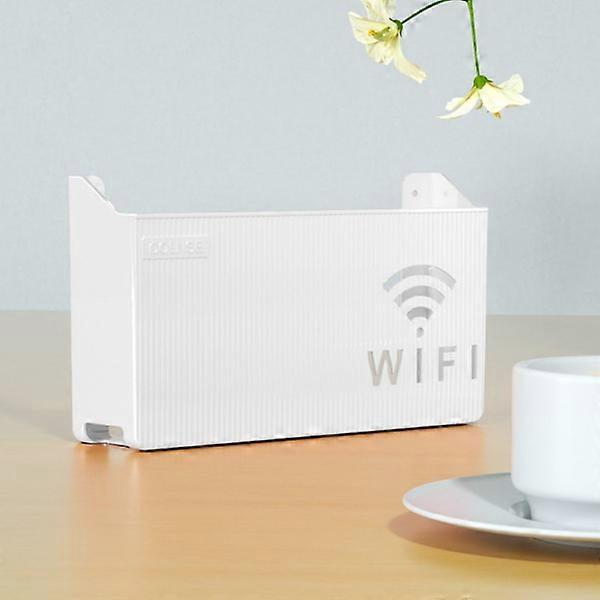 Wireless Wifi Router Shelf Storage Box Wall Mounted ABS Organizer Black