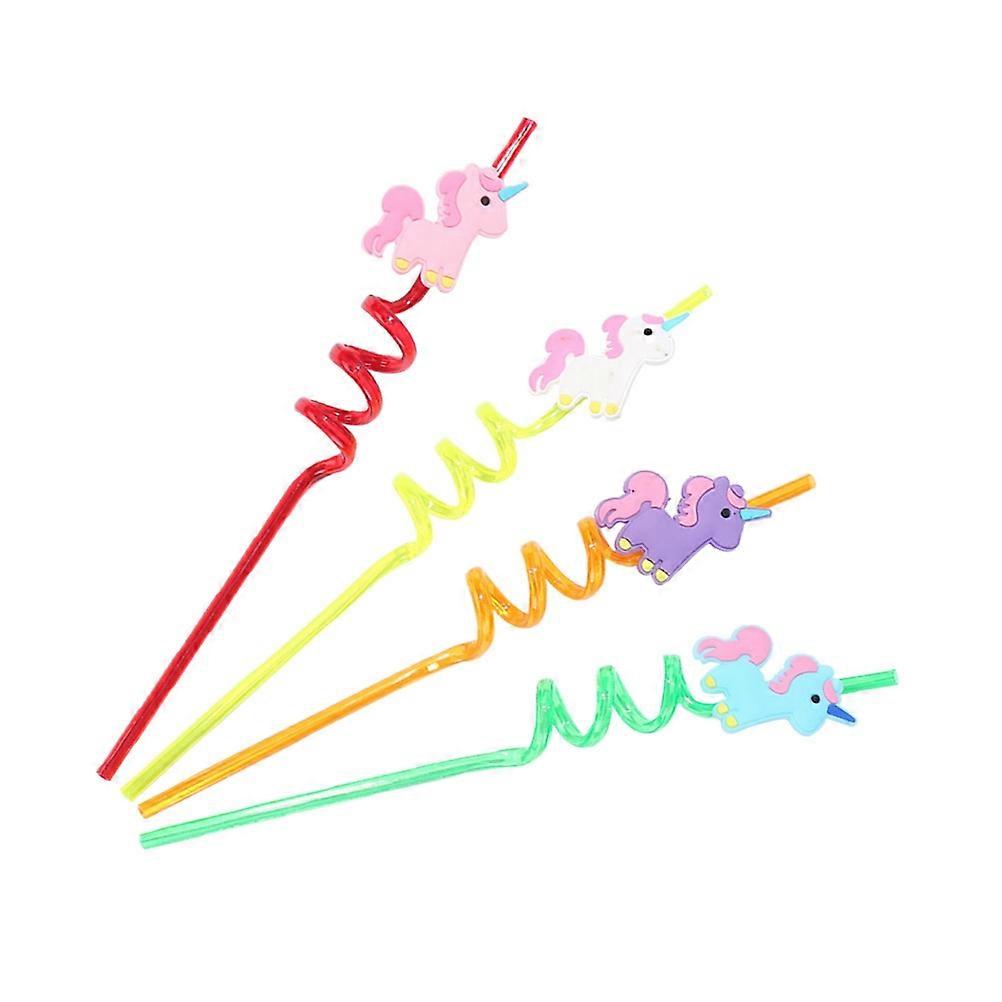 Colorful Straws Unicorn Decor Straw for Family Friends Drinking 8pcs Silicone Material