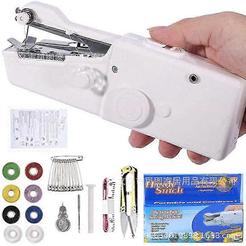 Draagbare Mini Handheld Naaimachine Set in Wit voor Diverse Naaiprojecten