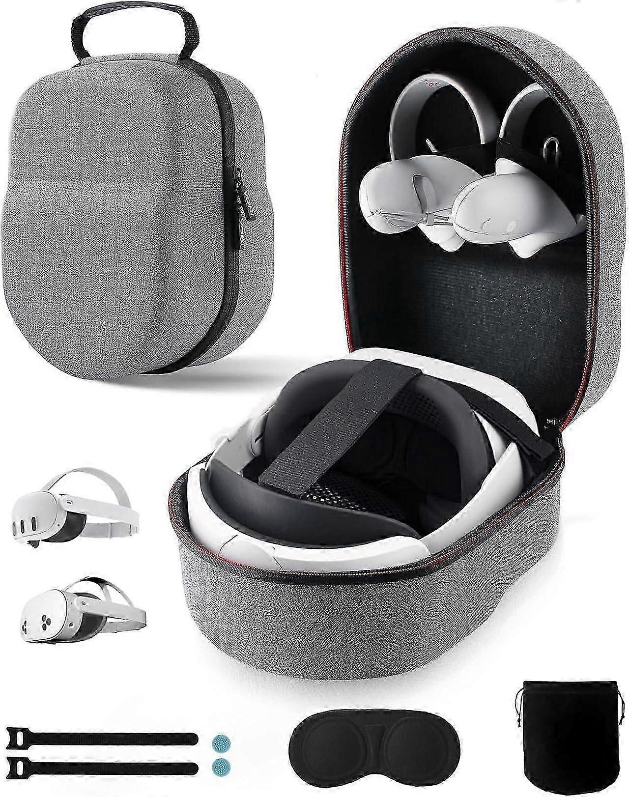 Meta Quest 3/3S/2 & Vision Pro/Pico 4 Hard Case with Elite Strap & Battery Head Strap, Lens Protector - Portable Travel Storage