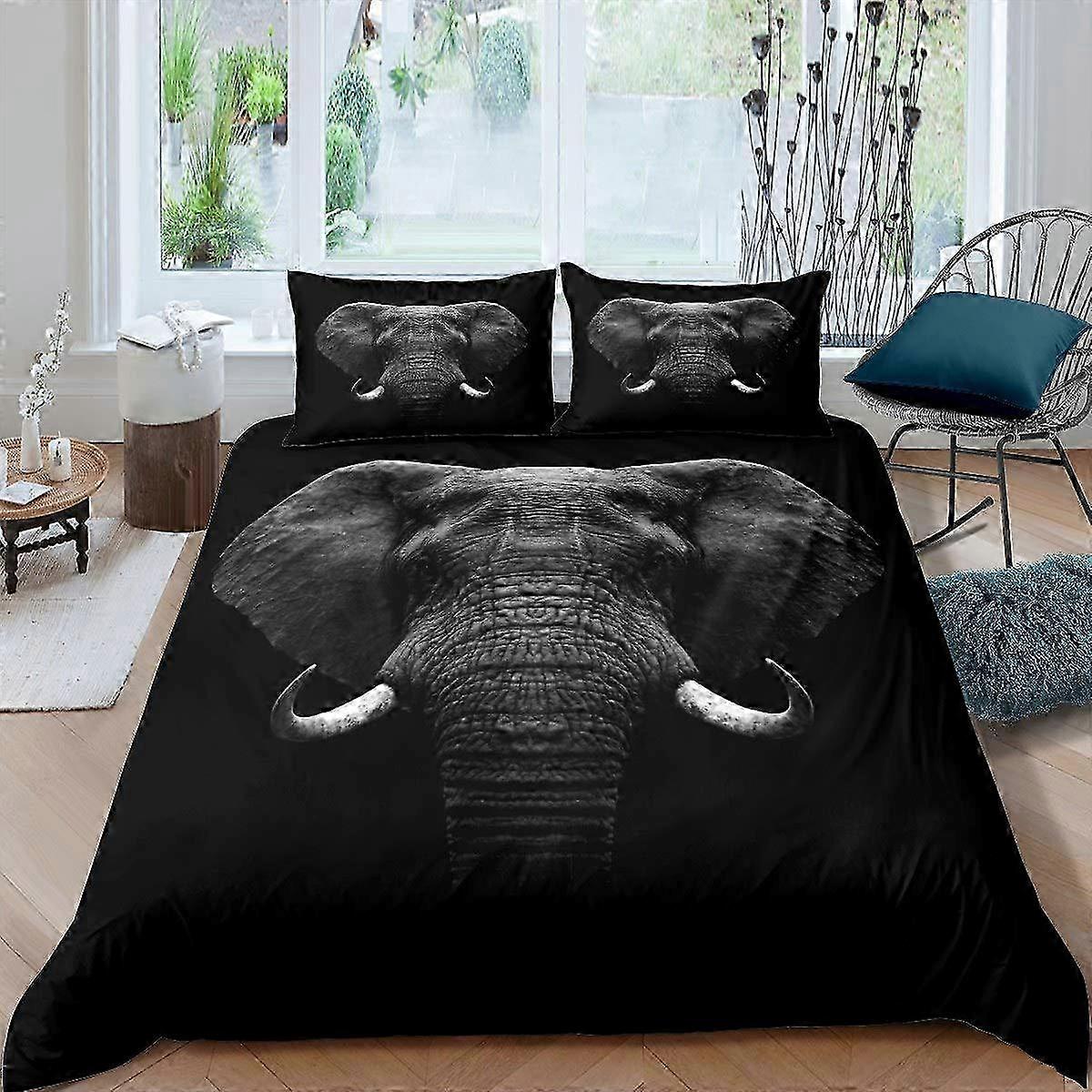 3-Piece Bedding Set Featuring 3D Elephant Design for Queen Size Bedroom Collection