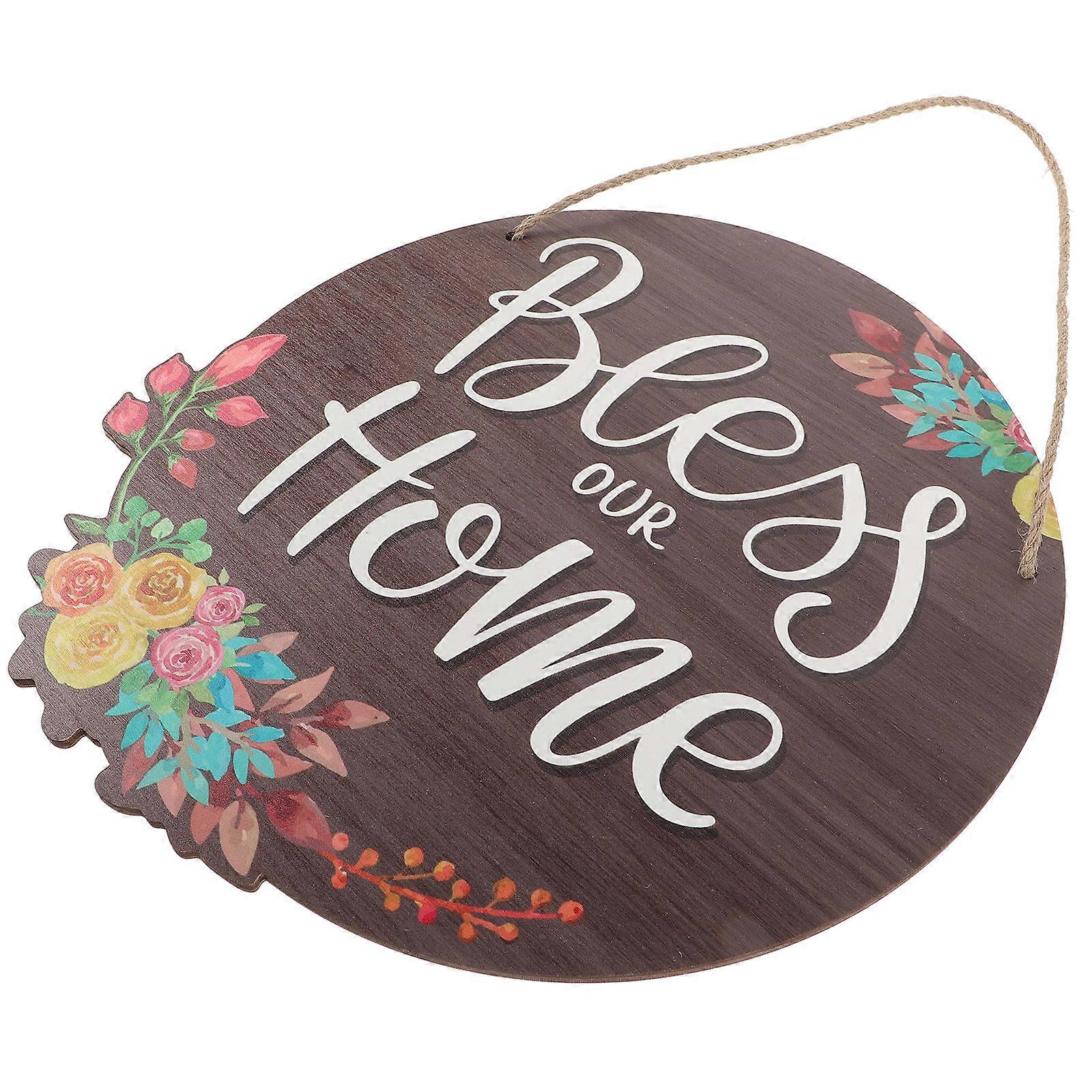 Welcome Front Door Sign Rustic Plaque Wooden Sign Pendant Family Members Garden Decor Assorted Color 32x28.5cm 1Pack