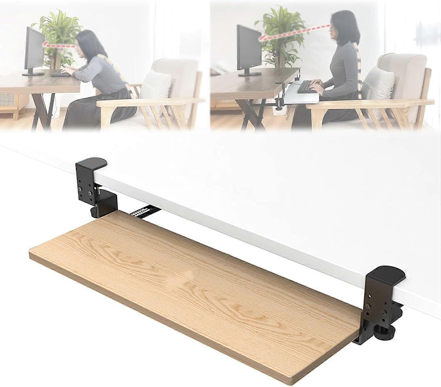 Keyboard tray under the desk, pullout, no drilling, ergonomic, mouse holder