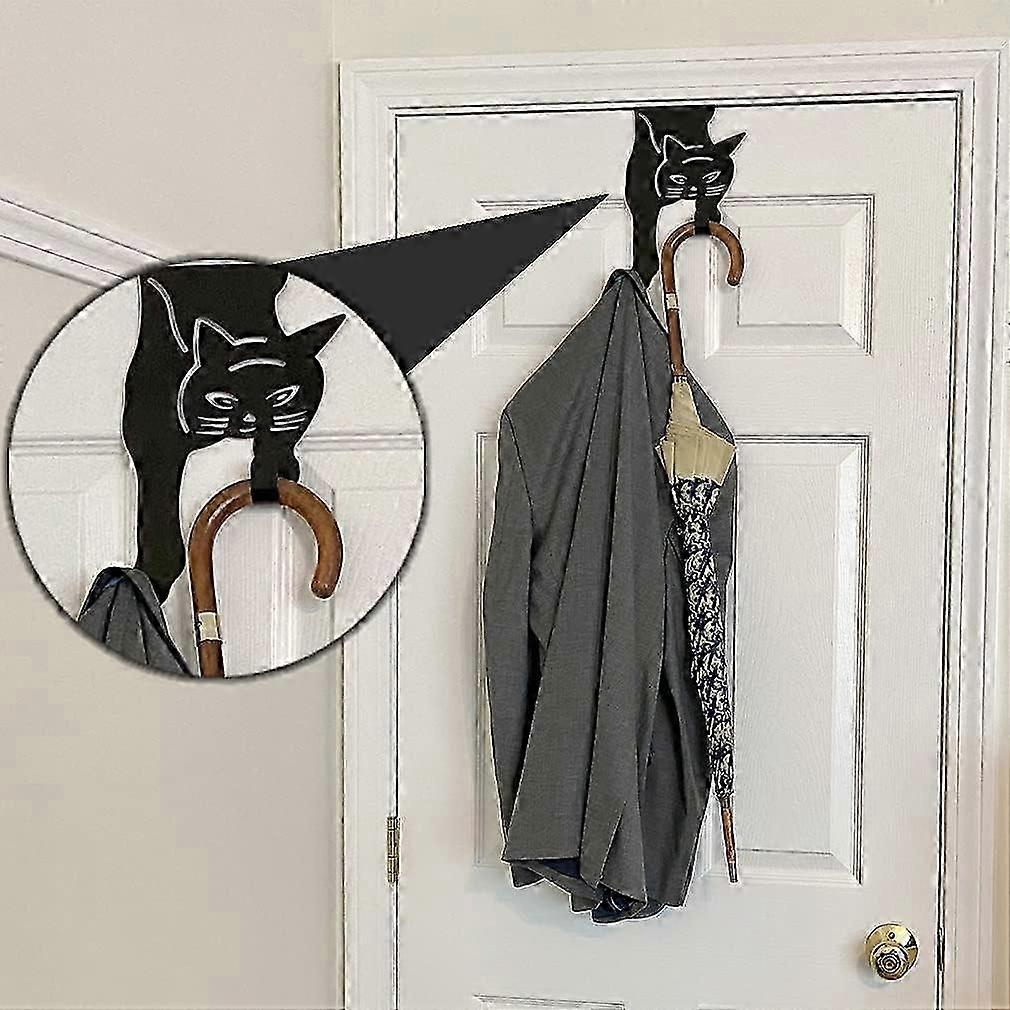 Cat Over The Door Hanger - Durable Metal Hooks - No Tools Required - Compact Design - Rust Resistant Black Finish - Home/Office/Storage Acce