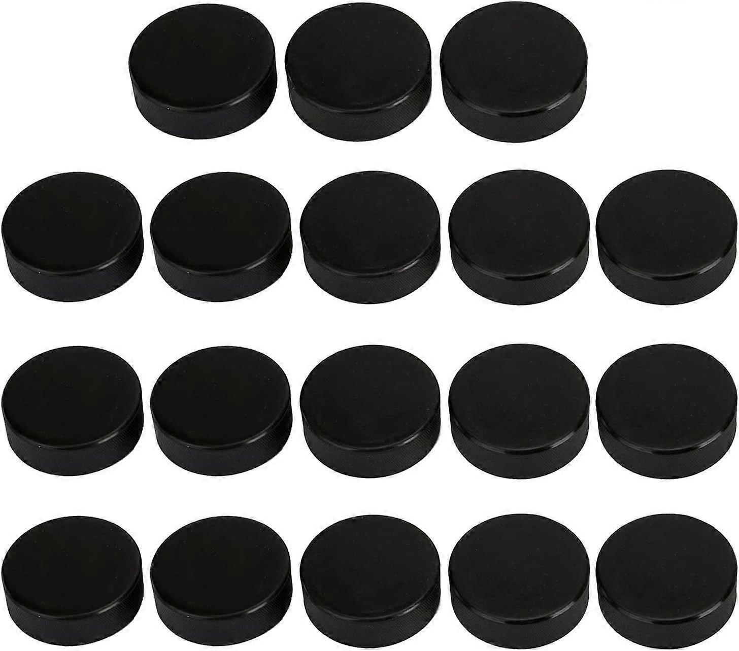 18-Pack Classic Ice Hockey Pucks with 2 Reusable Mesh Bags, Black, 3-Inch