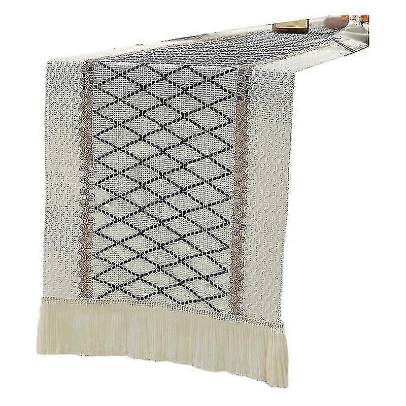 Caminho de Mesa Colorido de Patchwork Estilo Boho com Borlas para Decoração Rústica de Casa