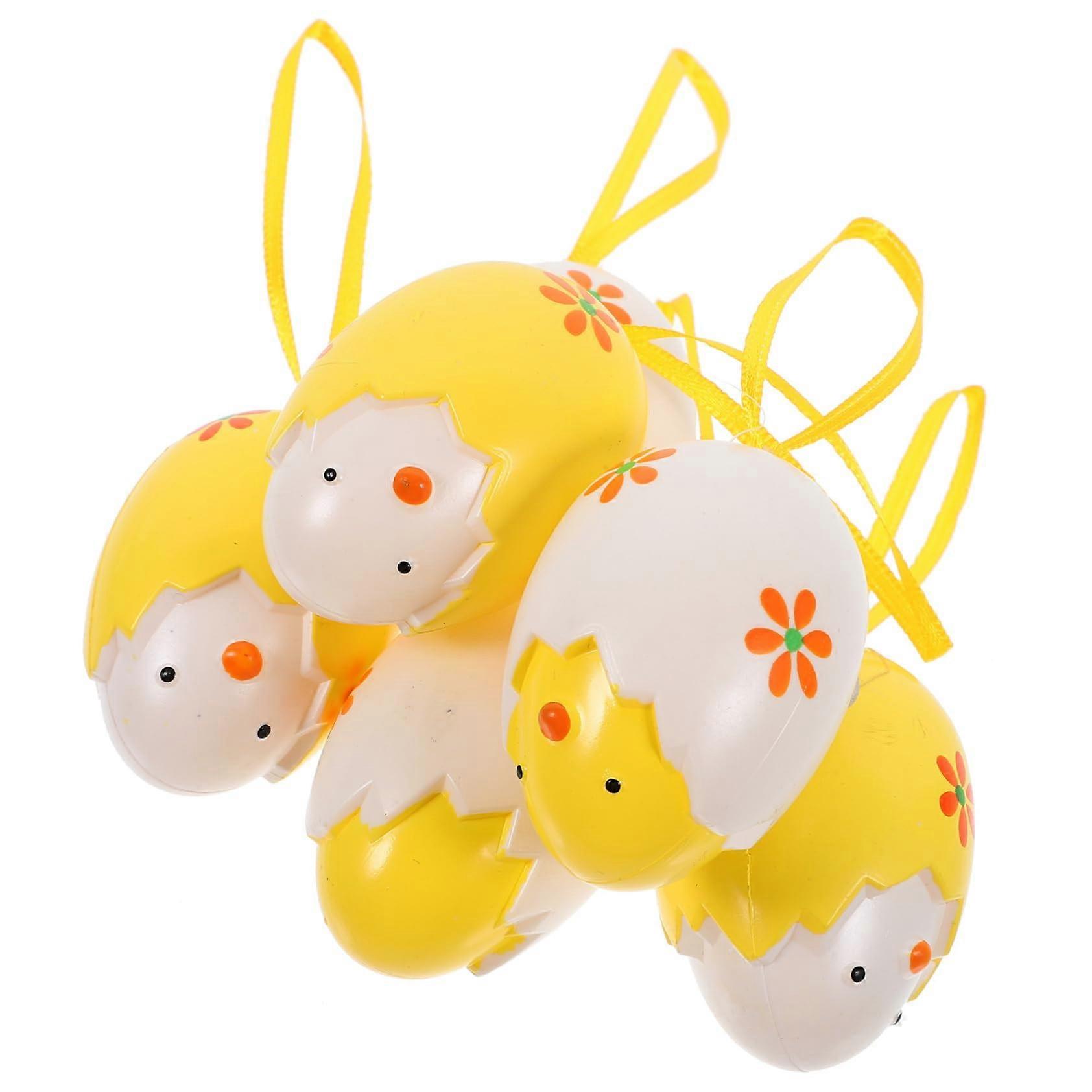 Pack of 6 Eggshell Chick Pendants Easter Decorations Hanging Festival Props