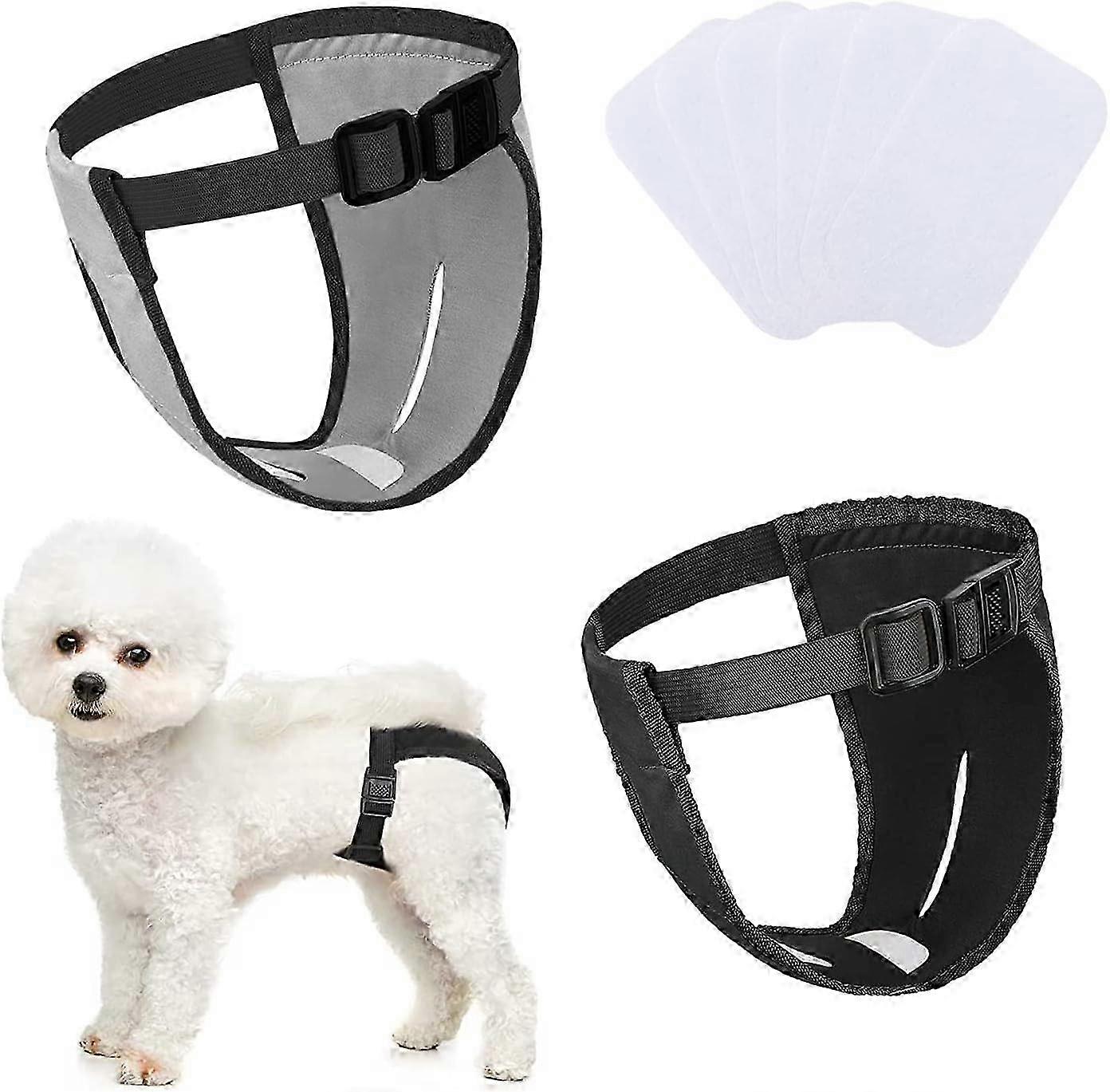 2-Pack Dog Pants (S) – Estrus Protection (Black/Gray)