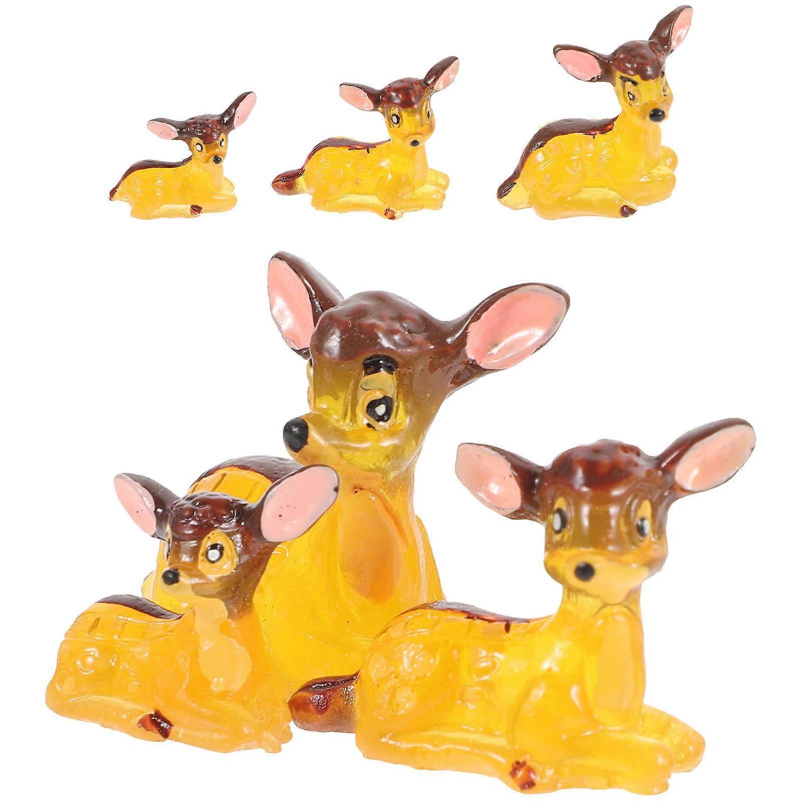 2 Sets Mini Deer Family Figurines, Adorable Resin Statues for Garden Micro Landscaping, Cute Miniature Decor for Indoor Rooms and Play Areas