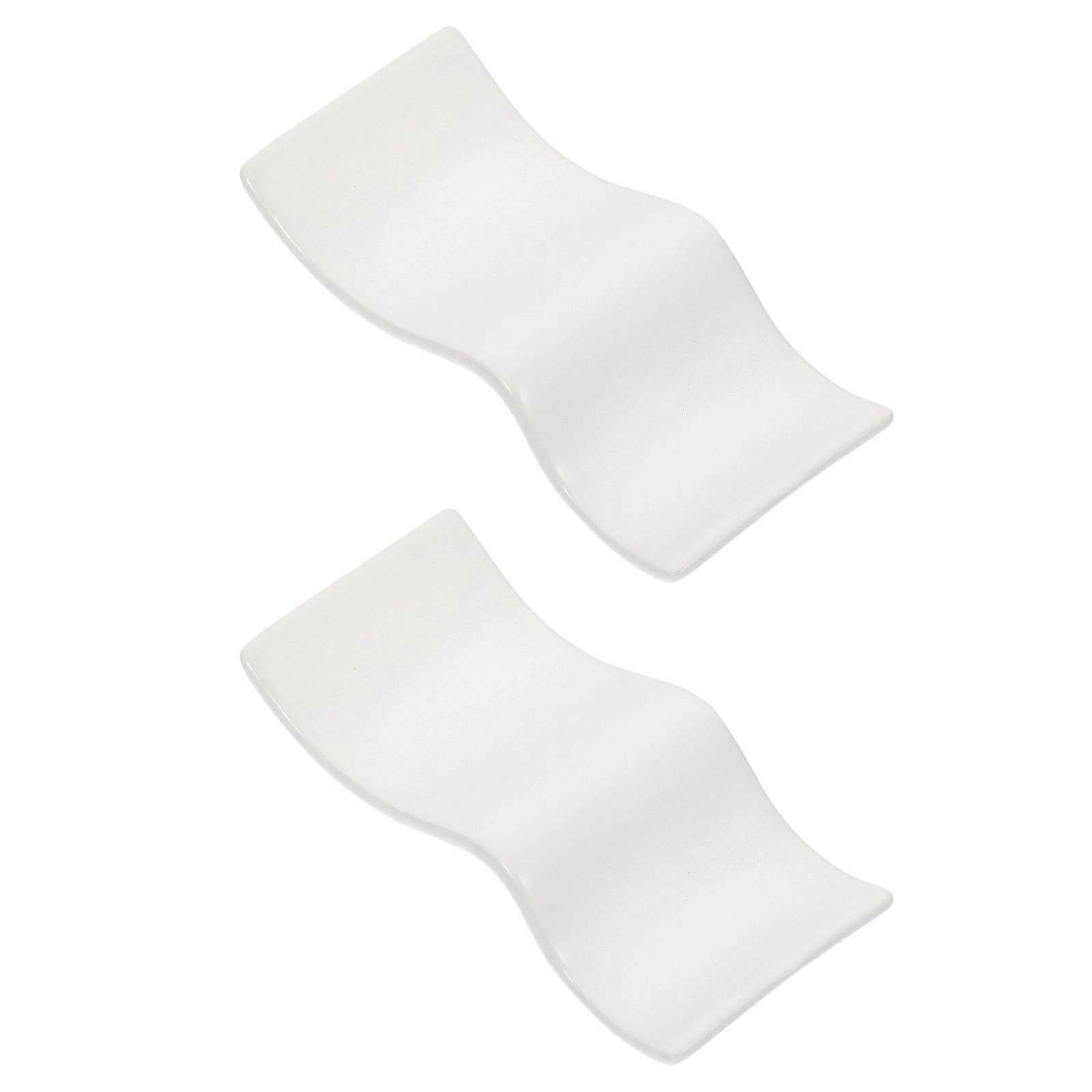 Wave Chopsticks Rest Ceramic Holder for Tableware 2Pcs Practical Spoon Stand