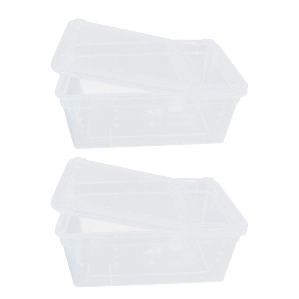 Worm Breeding Box Reptile Rearing Container Frogs Crabs Snails PP Plastic Long-term Use 2 Pcs