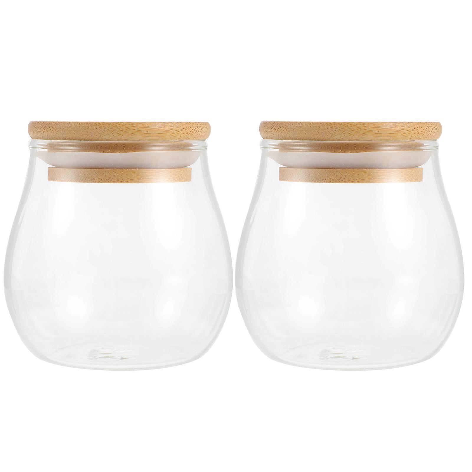 Small Glass Can Mini Bottles With Lid Insect-Proof 3.1×3.1×3.1in 2Pcs