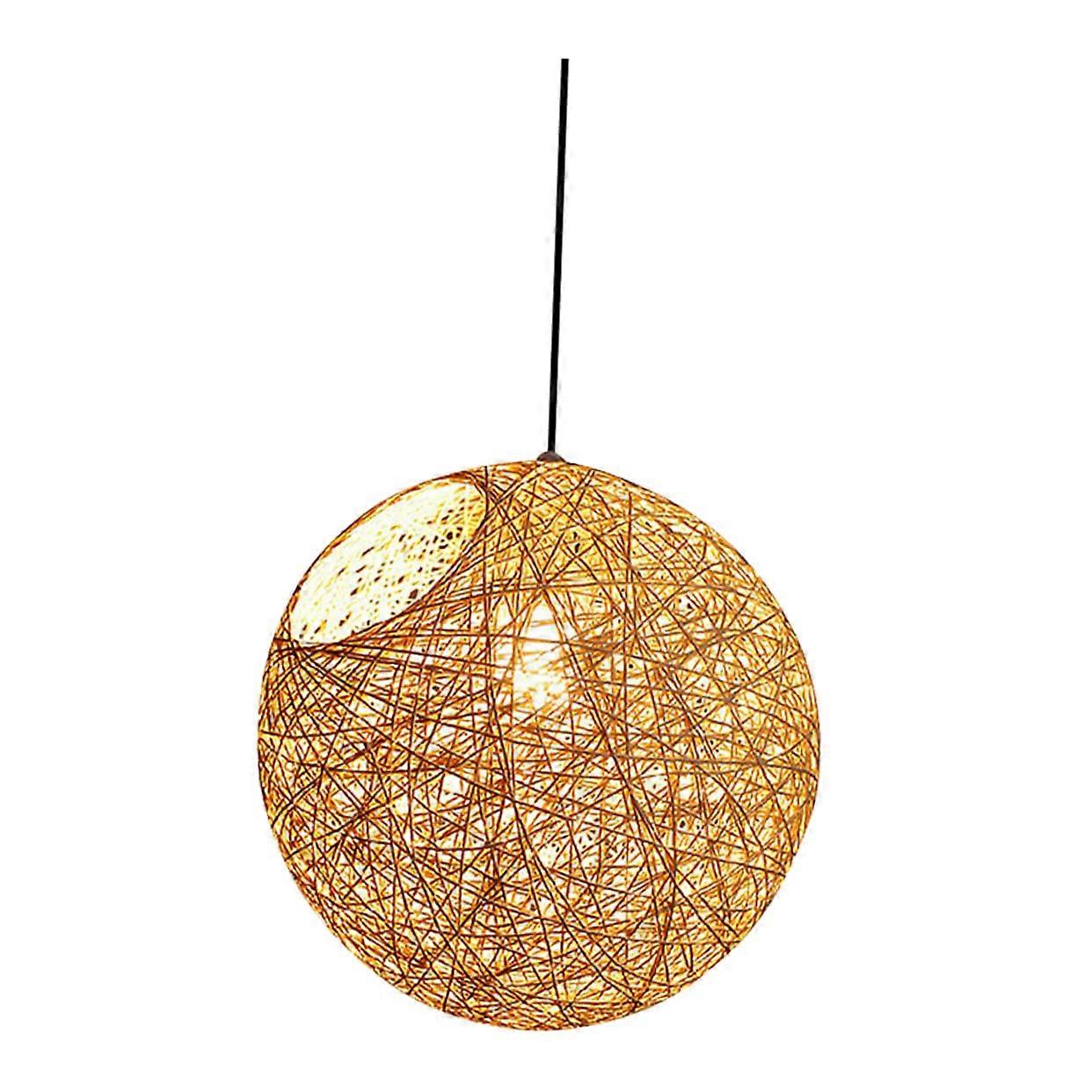 Sepak Takraw Chandelier Lamp DIY Basket Macrame Fan Art Chain Plug LED Ceiling Light Hanging Lights Weaving Wall Gold Kit Brown Rattan Pack of 1
