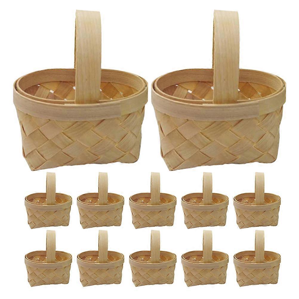 12pcs Mini Woven Baskets, Adorable Egg Shaped Dollhouse Accessories for Candy, Picnic & Party Decor, Handcrafted Tiny Holders for Playtime &