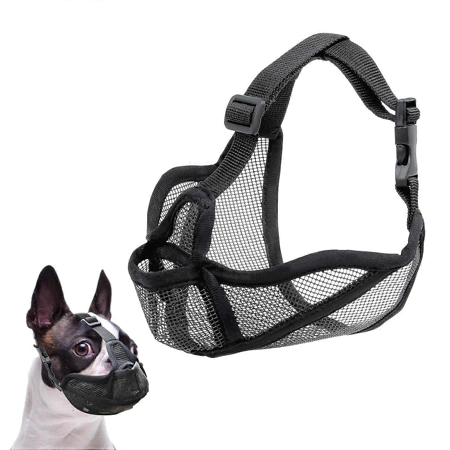 Breathable muzzle for small dogs, adjustable for grooming, walks, drinking, feeding