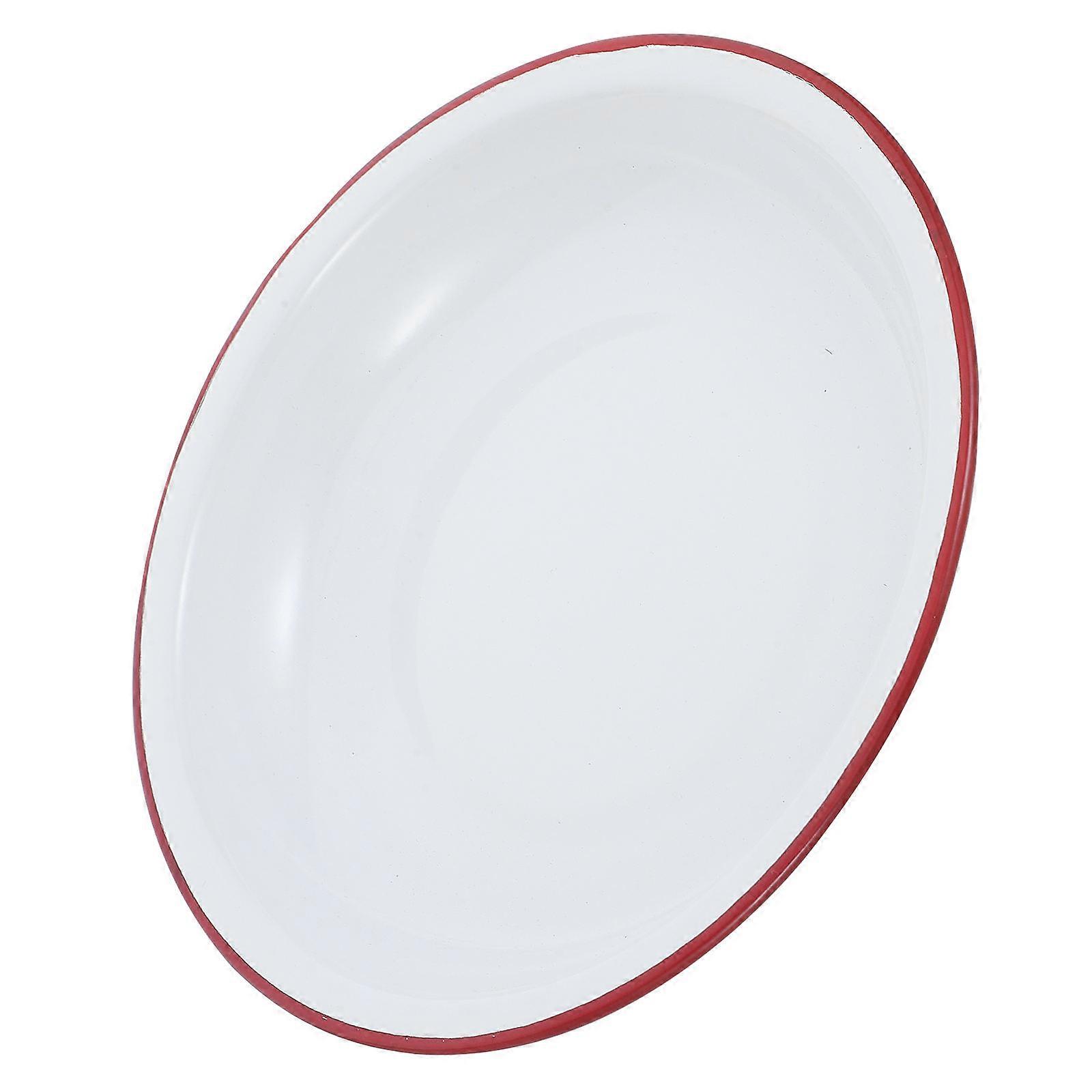 Enamel Plates Camping Enamelware Dinner Serving Platter Tray Red Deep Design For Serving Salads Snacks Soups 1Set