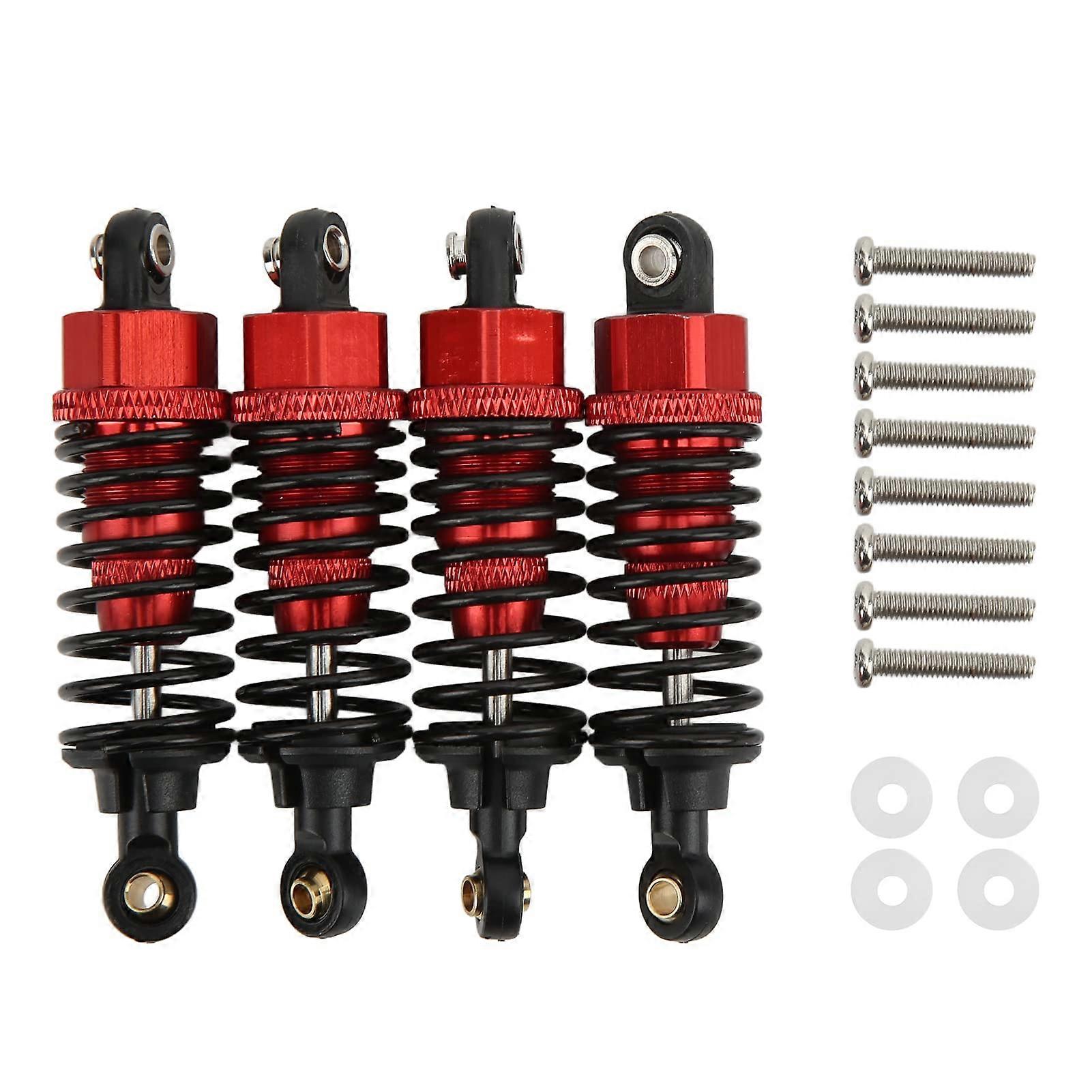4 Pieces RC Aluminum Shock Absorber Front and Rear Absorber Mounted for Tamiya TT01 TT02 TA05 TL01 TA03 MF01X Stampede Upgrades Option Parts (Red)