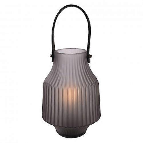 Hestia Battery Operated Portable Lantern Frosted Grey 15cm x 20cm