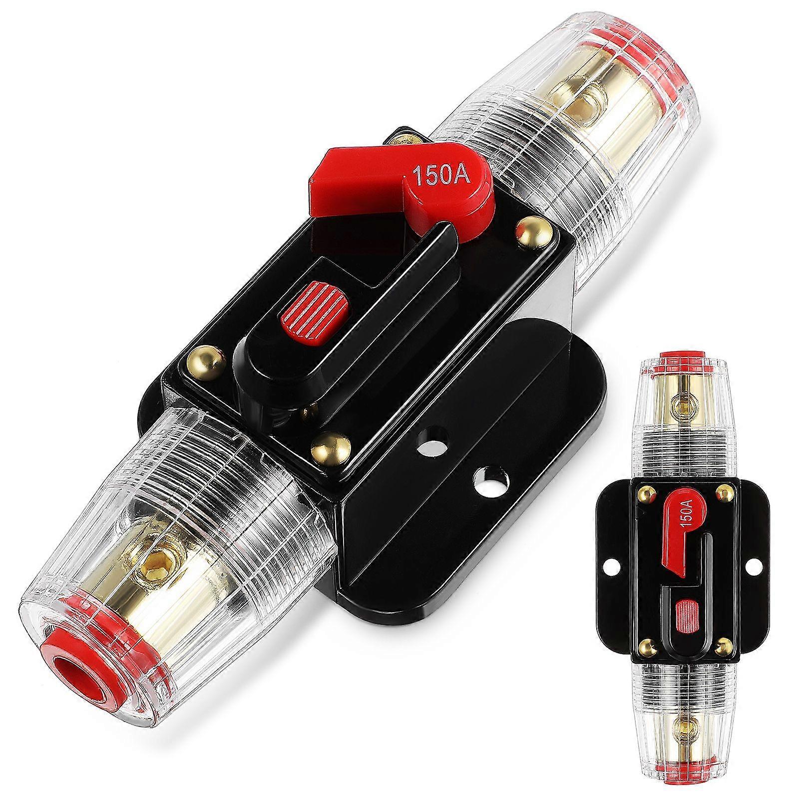 2 Pcs Circuit Breaker Manual Current Reset Car Speaker Fuse Holder Overload Protection Inverter 150A