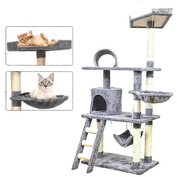 Cat tree - 150cm - Scratching post / Scratching furniture Light gray