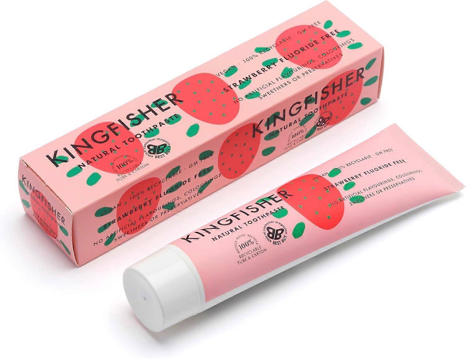 Kingfisher, Children's Fluoride-Free Strawberry Toothpaste, 75ml (PACK OF 3)