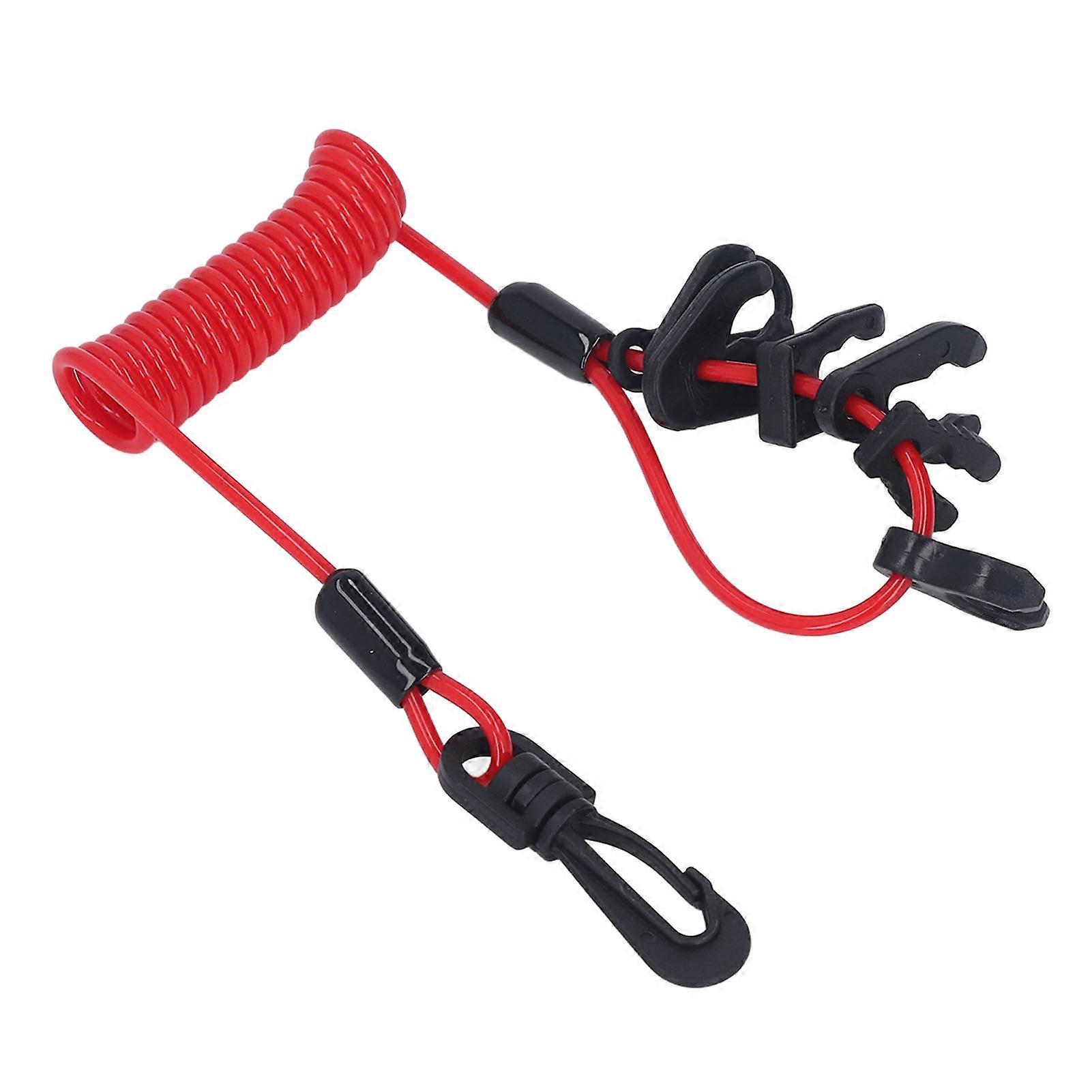 Boat Engine Switch Lanyard Safety Tether Emergency Stop Spring Wire PU for Replacement 