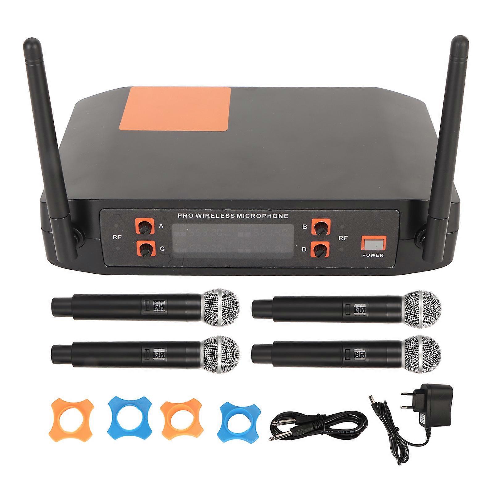 UHF Wireless Microphone System with 4 Handheld Mics for KTV, Conference, and Stage Use